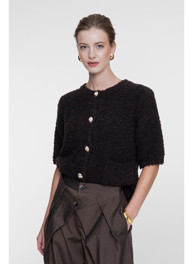 64552-70 785 Geisha Vest boucle short sleeves dark brown