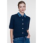64507-10 675 Geisha Cardigan + denim collar navy/denim