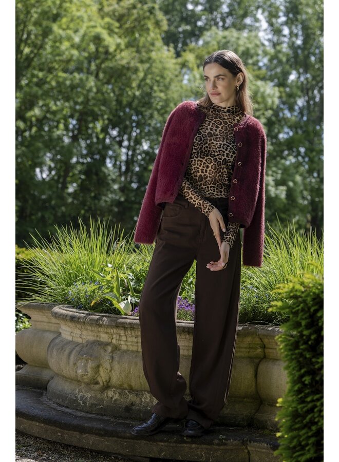 64508-10 480 Geisha Cardigan hairy burgundy