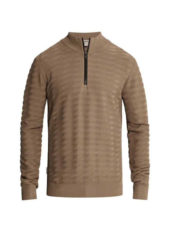 CKW2609316 8026 Cast Iron Half zip collar slim fit comfort blend Walnut