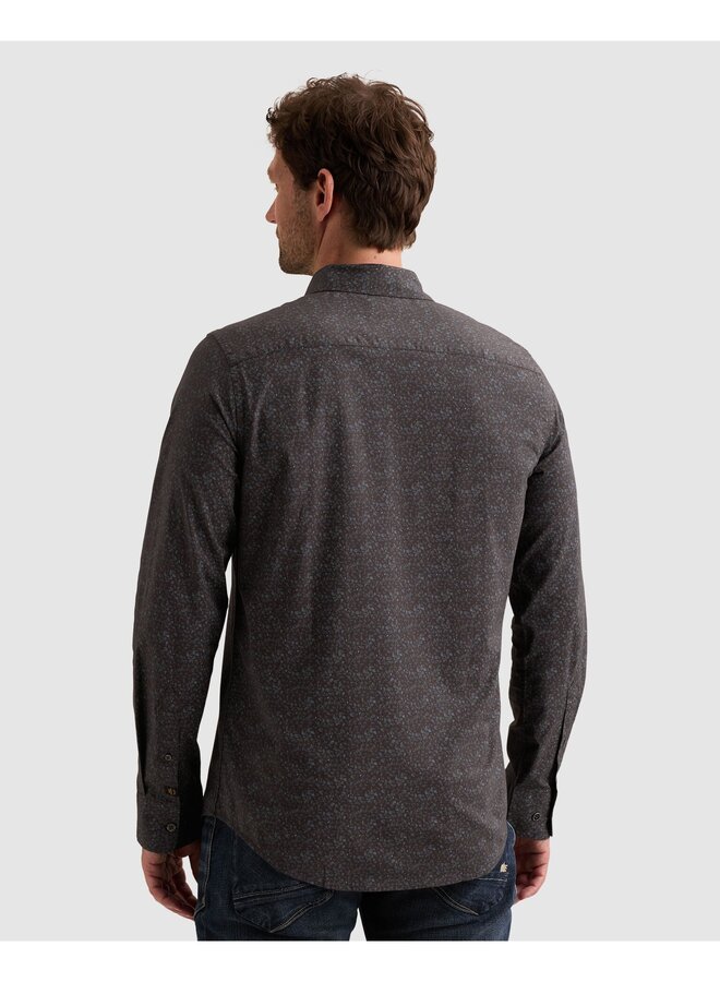 PSI2609252 9140 PME Legend Long sleeve shirt Print on poplin stretch Obsidian