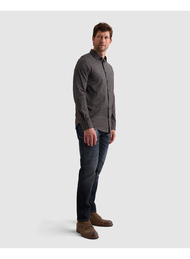 PSI2609252 9140 PME Legend Long sleeve shirt Print on poplin stretch Obsidian