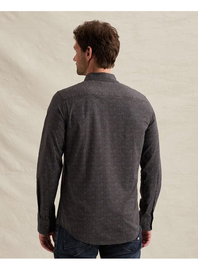 PSI2609252 9140 PME Legend Long sleeve shirt Print on poplin stretch Obsidian