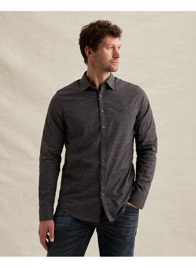 PSI2609252 9140 PME Legend Long sleeve shirt Print on poplin stretch Obsidian