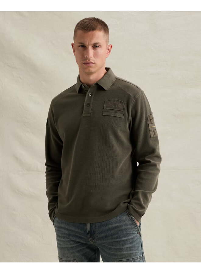 PPS2609802 8039 PME Legend Long sleeve polo waffle jersey cargo Beluga