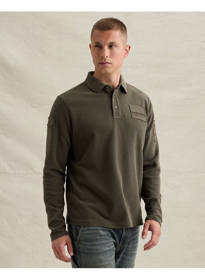 PPS2609802 8039 PME Legend Long sleeve polo waffle jersey cargo Beluga