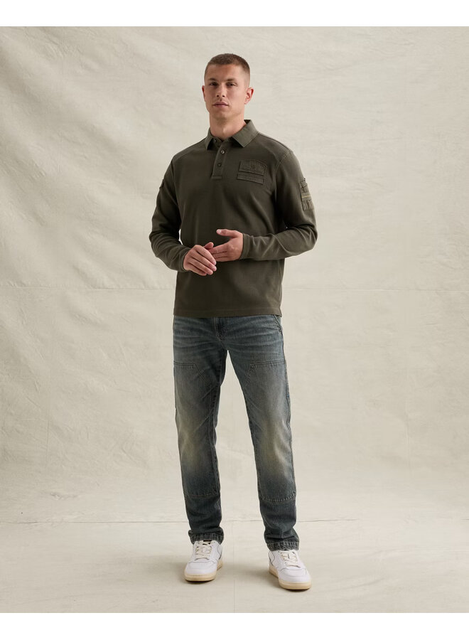 PPS2609802 8039 PME Legend Long sleeve polo waffle jersey cargo Beluga