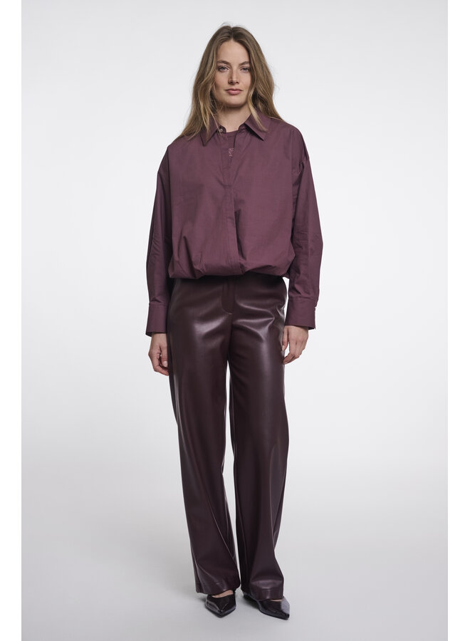 Nio.7002611 Rino en Pelle Wrap blouse with fixed innertop Chocolate bean