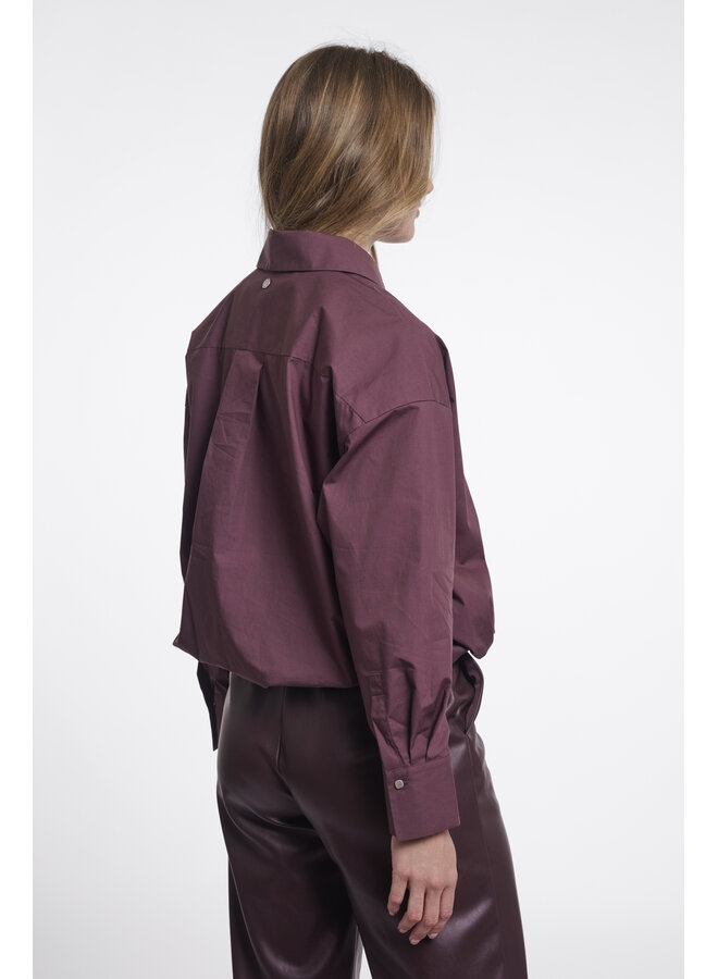 Nio.7002611 Rino en Pelle Wrap blouse with fixed innertop Chocolate bean