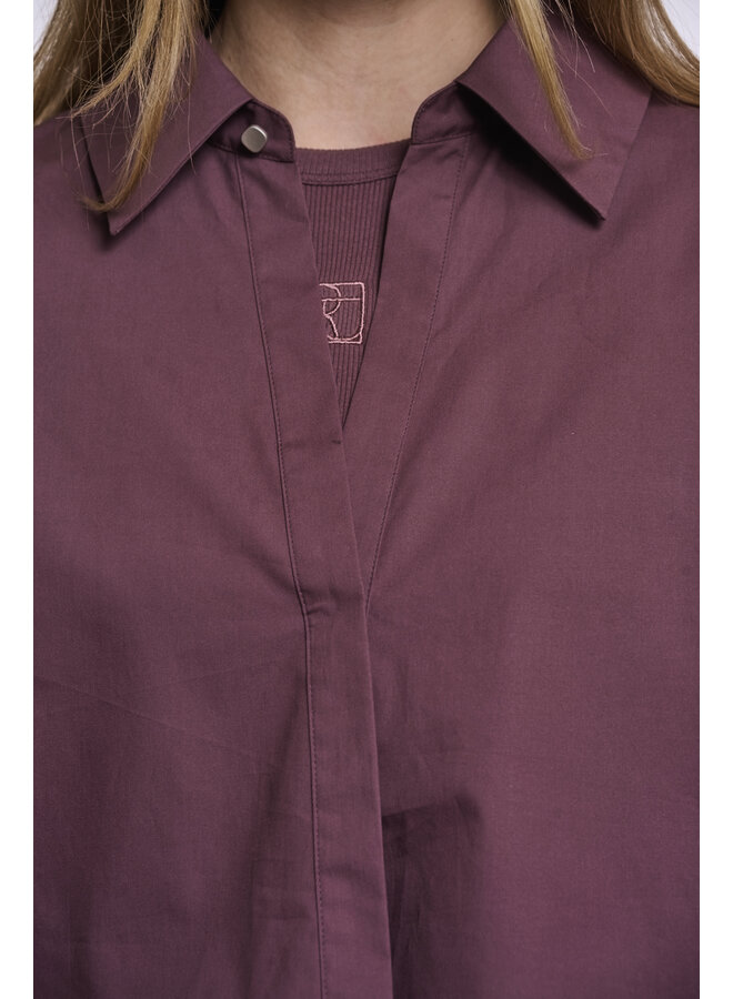 Nio.7002611 Rino en Pelle Wrap blouse with fixed innertop Chocolate bean