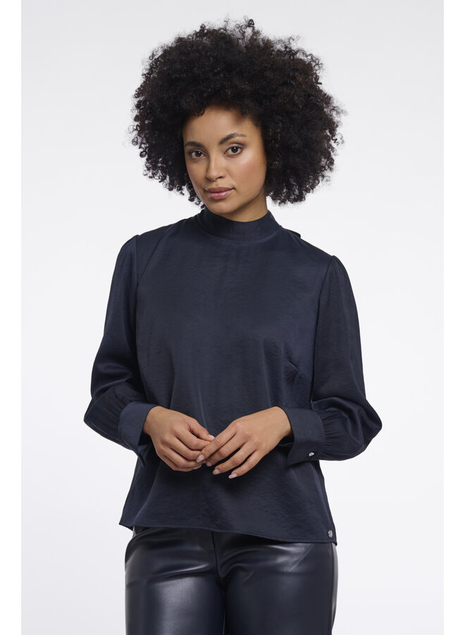 Bryanna.7002611 Rino en Pelle Blouse with bow tie neck Dark navy