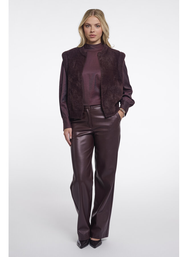 Bryanna.7002611 Rino en Pelle Blouse with bow tie neck Fudge cloak