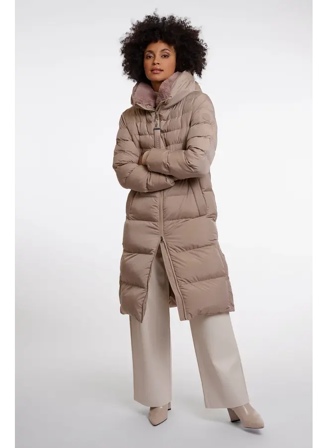 Hudson.7002612 Rino en Pelle Padded coat with detachable collar Mocha latte