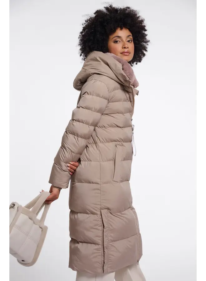 Hudson.7002612 Rino en Pelle Padded coat with detachable collar Mocha latte