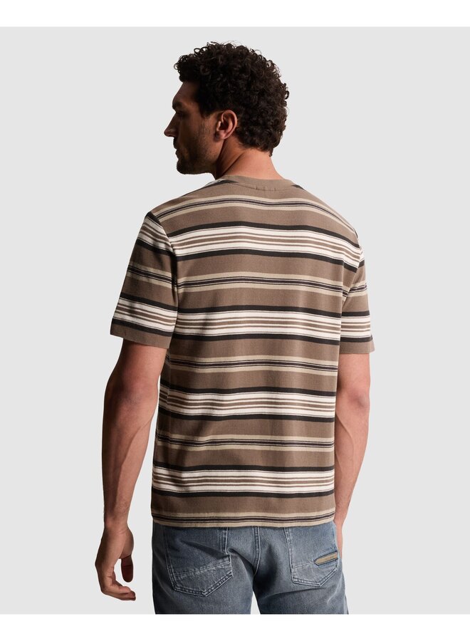 CTSS2609583 8026 Cast Iron Short sleeve r-neck regular fit waffle stripe Walnut