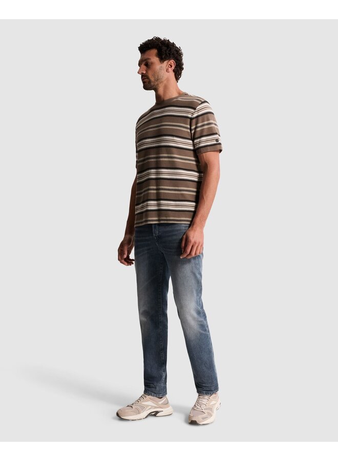 CTSS2609583 8026 Cast Iron Short sleeve r-neck regular fit waffle stripe Walnut