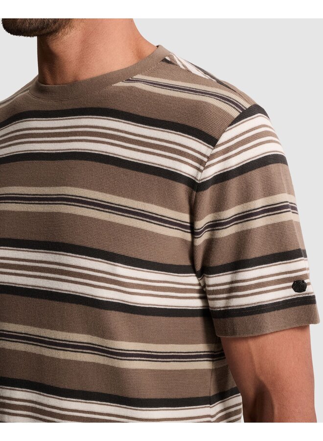 CTSS2609583 8026 Cast Iron Short sleeve r-neck regular fit waffle stripe Walnut