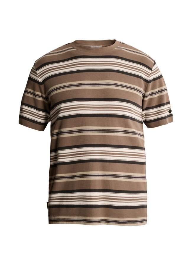 CTSS2609583 8026 Cast Iron Short sleeve r-neck regular fit waffle stripe Walnut