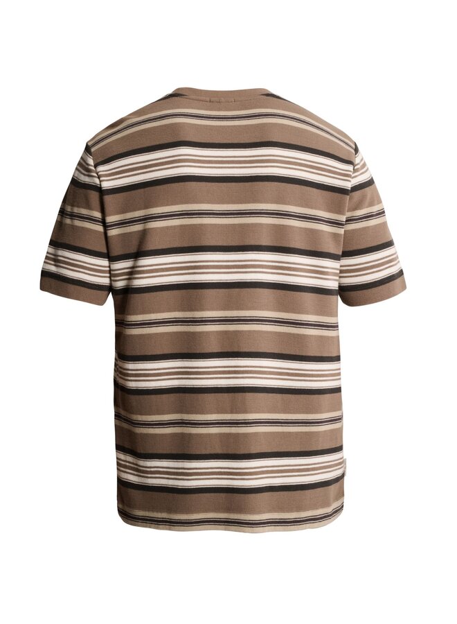CTSS2609583 8026 Cast Iron Short sleeve r-neck regular fit waffle stripe Walnut