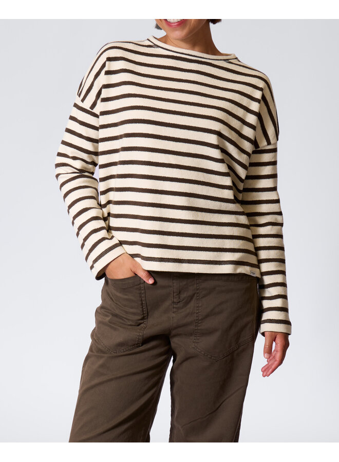 W26T1313 Penn & Ink Sweater Stripe Ecru - Tabac