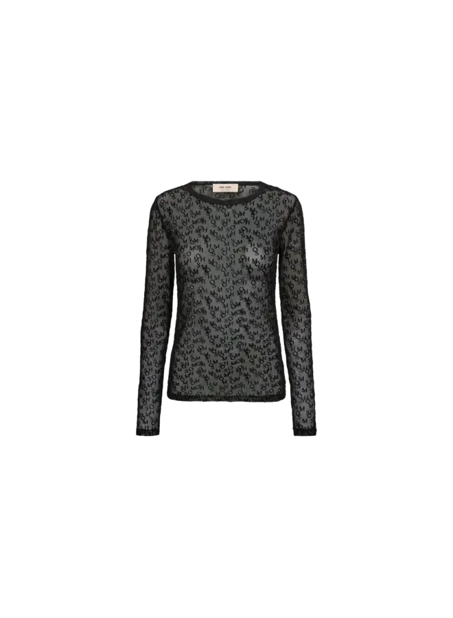 176020 801 Mos Mosh MMLoretta Mono Mesh Blouse Black