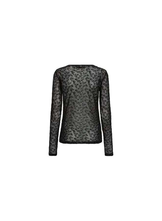 176020 801 Mos Mosh MMLoretta Mono Mesh Blouse Black