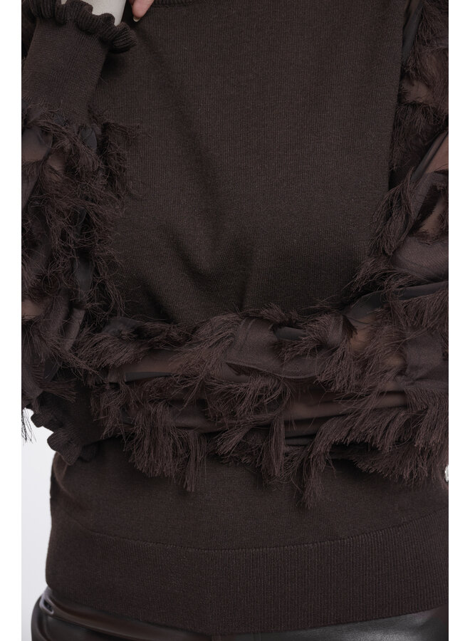 Janique.5002612 Rino en Pelle Knitted pullover with fancy long sleeves Peated