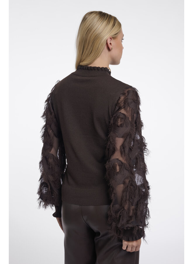 Janique.5002612 Rino en Pelle Knitted pullover with fancy long sleeves Peated