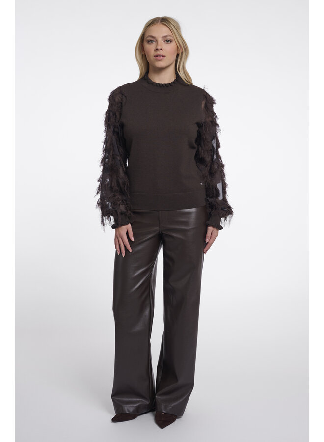 Janique.5002612 Rino en Pelle Knitted pullover with fancy long sleeves Peated