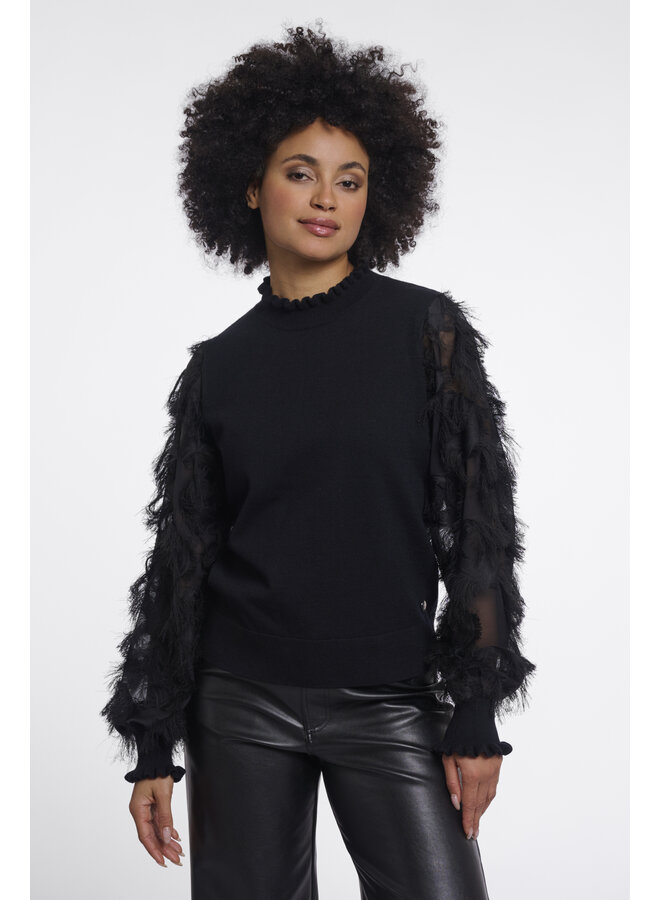 Janique.5002612 Rino & Pelle Knitted pullover with fancy long sleeves Black