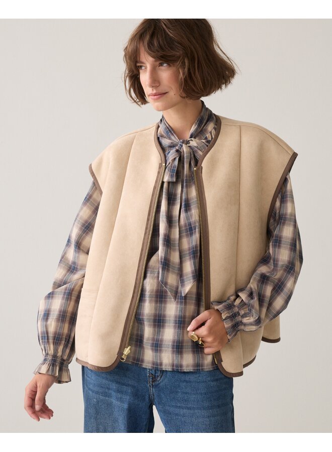 9s265-12512 708 Summum Bodywarmer Bonded teddy Light taupe