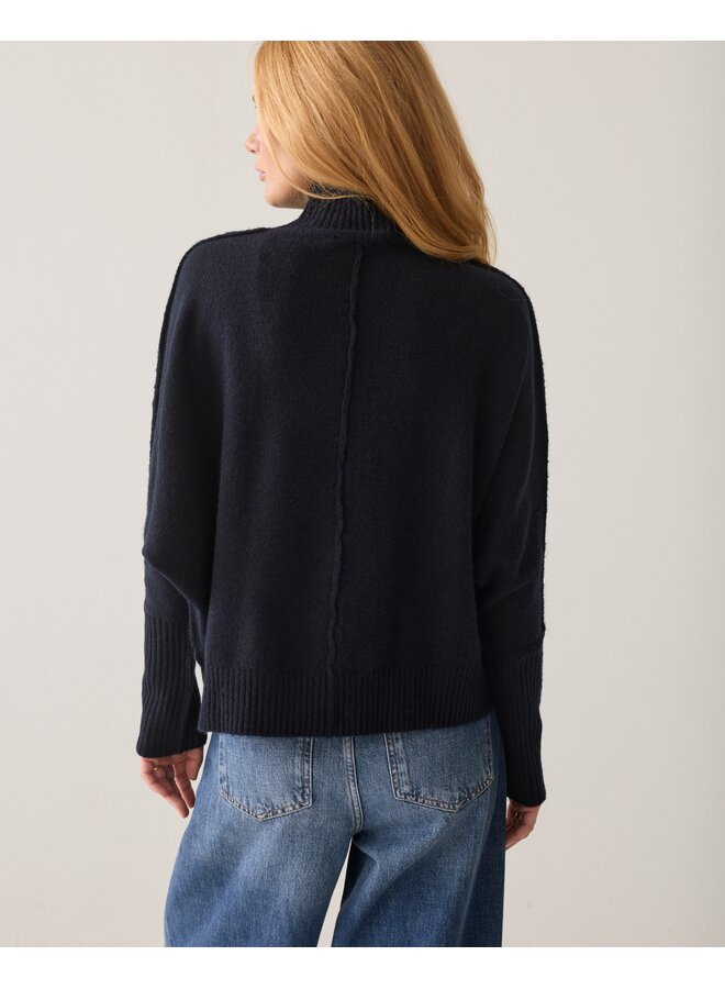 7s8043-70088 495 Summum Batwing sweater Soft melange knit Midnight blue