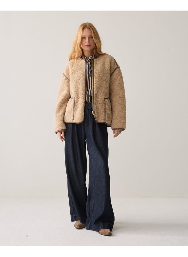 1s1312-12512 708 Summum Jacket Bonded teddy  Light taupe