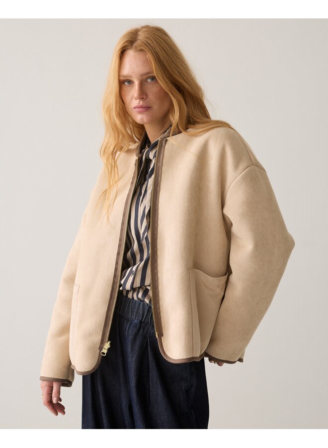 1s1312-12512 708 Summum Jacket Bonded teddy  Light taupe