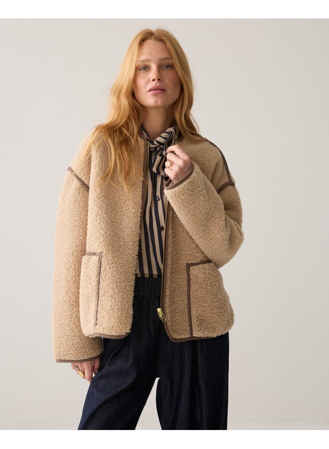 1s1312-12512 708 Summum Jacket Bonded teddy  Light taupe