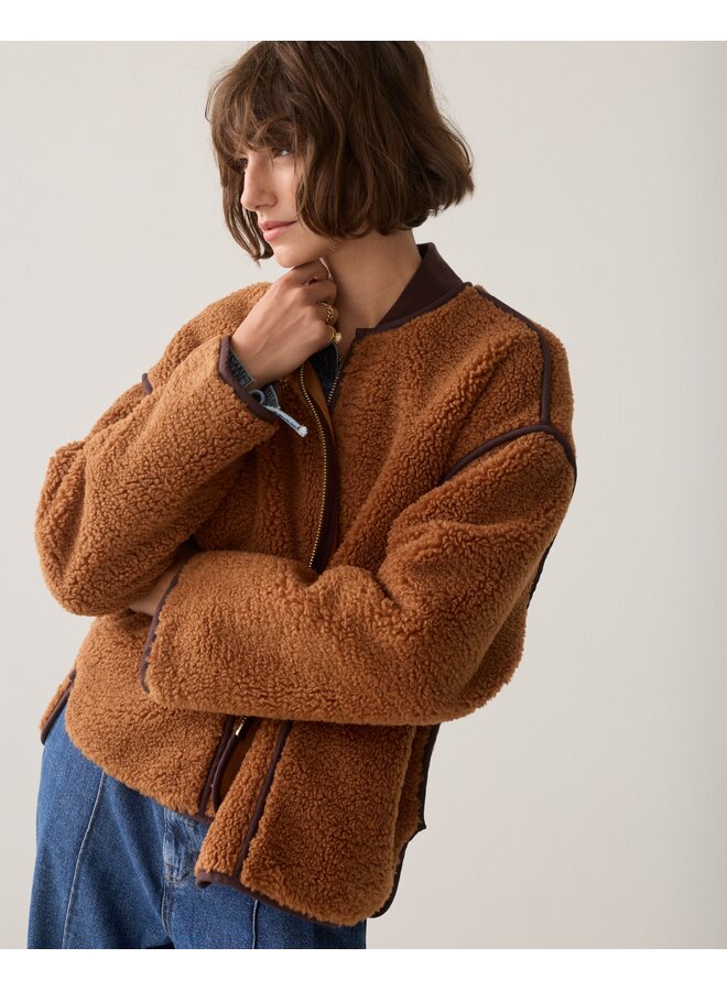1s1312-12512 739 Summum Jacket Bonded teddy Cinnamon