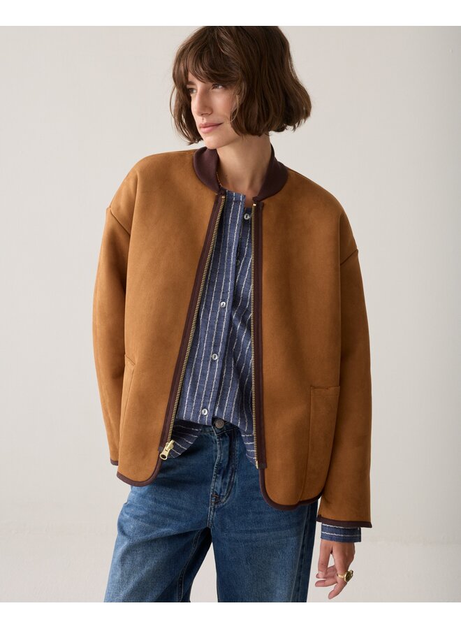 1s1312-12512 739 Summum Jacket Bonded teddy Cinnamon