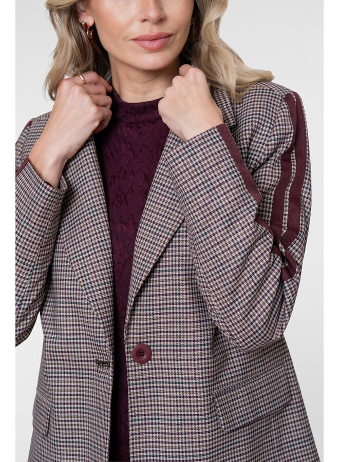 65575-32 480 Geisha Blazer check + tape burgundy/green