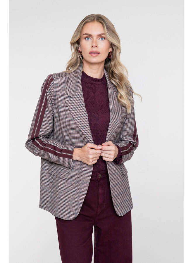 65575-32 480 Geisha Blazer check + tape burgundy/green