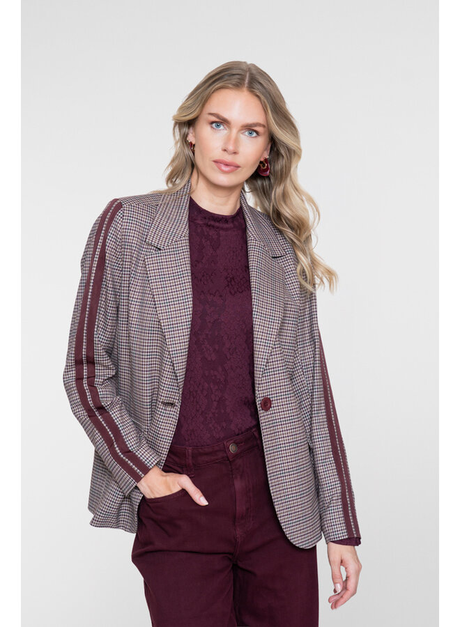 65575-32 480 Geisha Blazer check + tape burgundy/green