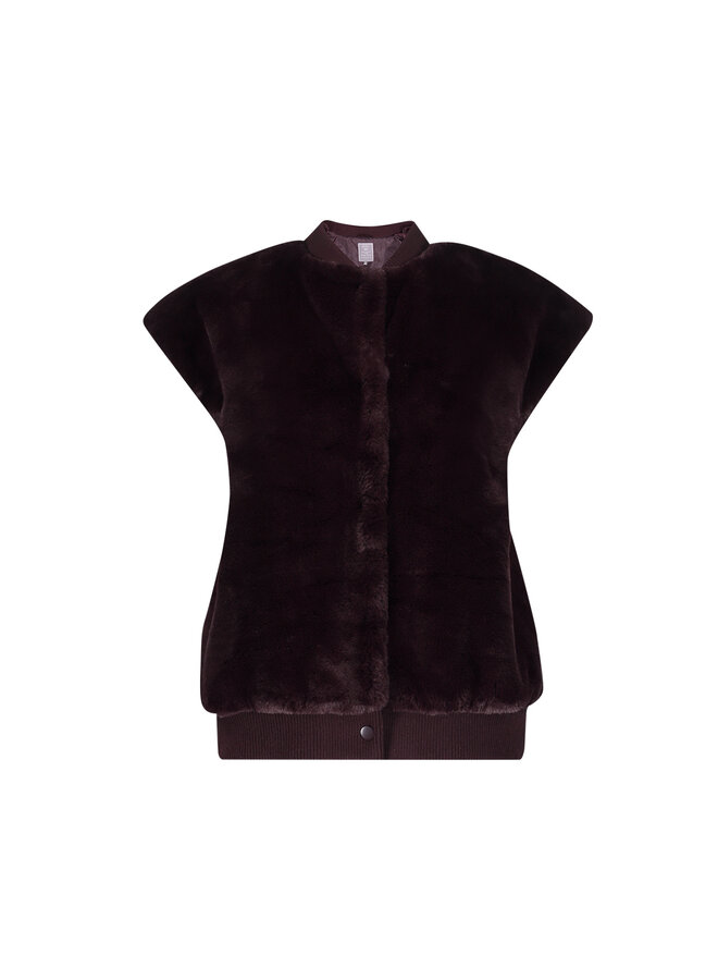 65559-21 480 Geisha Gilet fur with rib burgundy