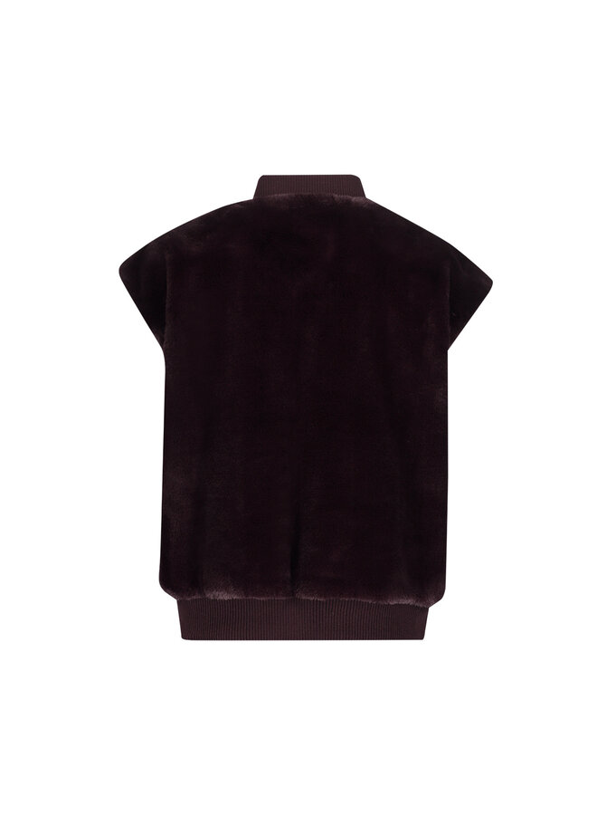 65559-21 480 Geisha Gilet fur with rib burgundy