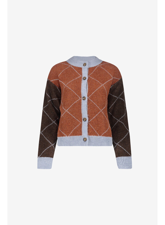 64558-70 775 Geisha Vest argyle toffee/brown/light blue