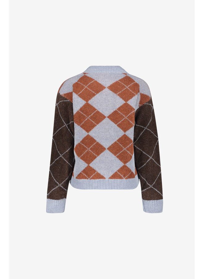 64558-70 775 Geisha Vest argyle toffee/brown/light blue