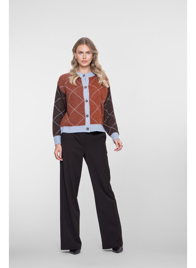 64558-70 775 Geisha Vest argyle toffee/brown/light blue