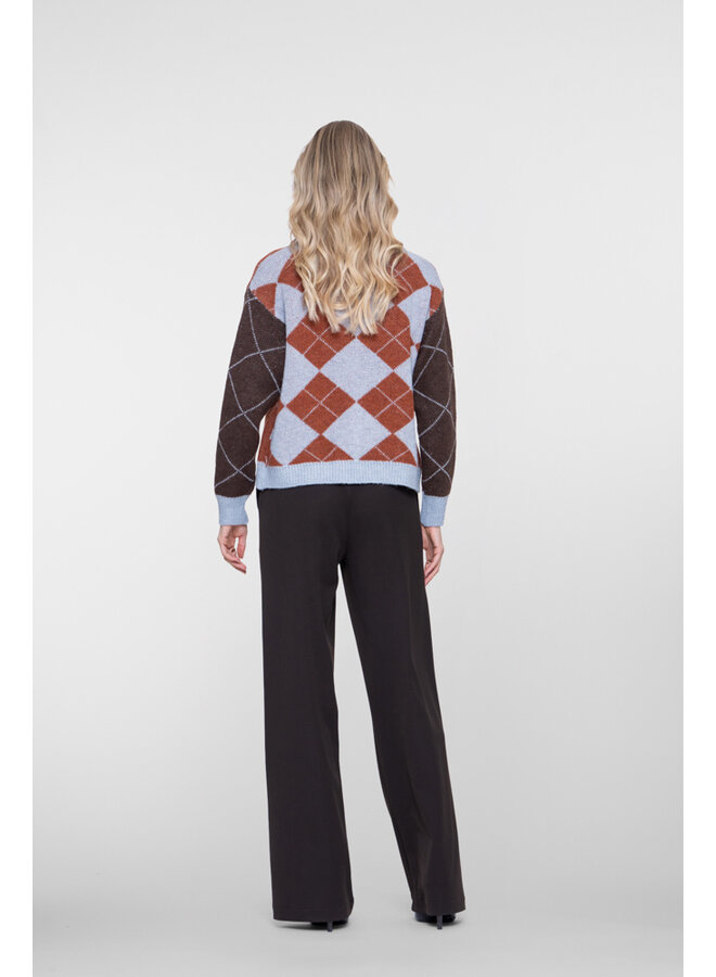 64558-70 775 Geisha Vest argyle toffee/brown/light blue
