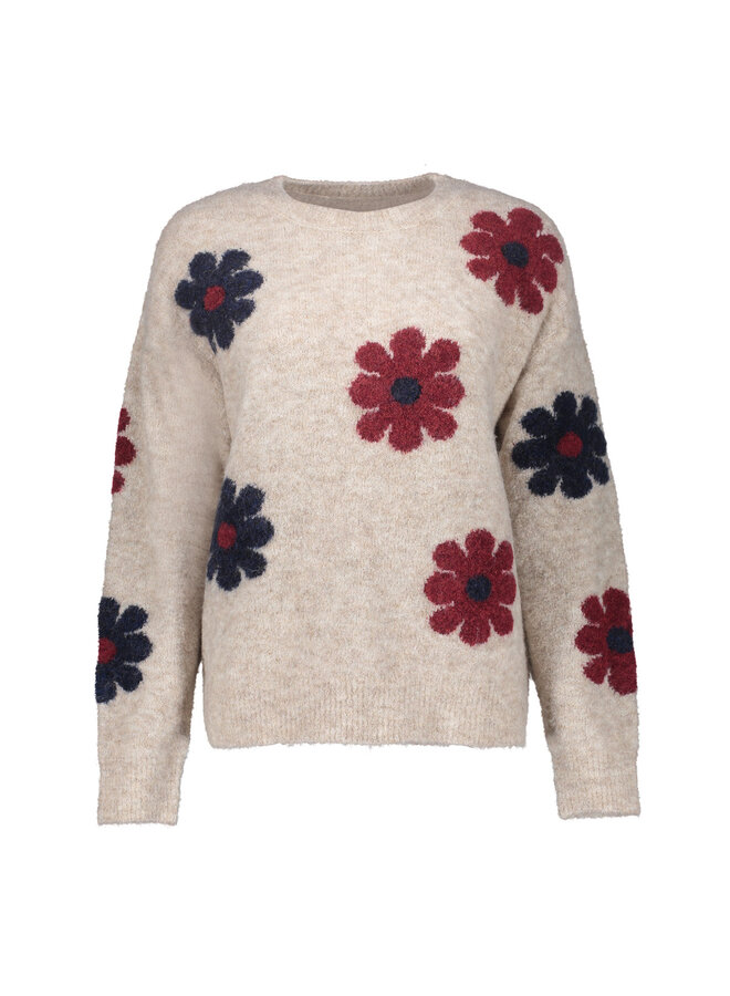 64506-10 720 Geisha Pullover flowers sand/burgundy/navy