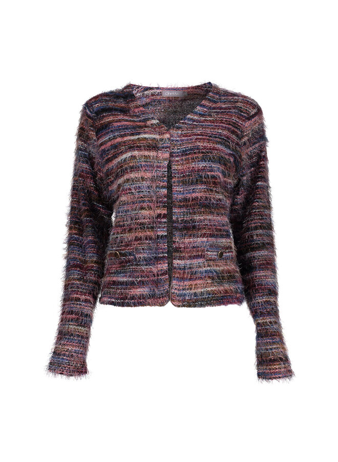 64500-10 480 Geisha Vest stripes hairy burgundy
