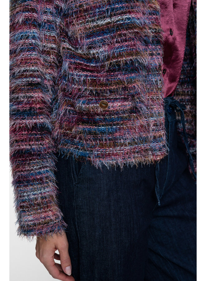 64500-10 480 Geisha Vest stripes hairy burgundy
