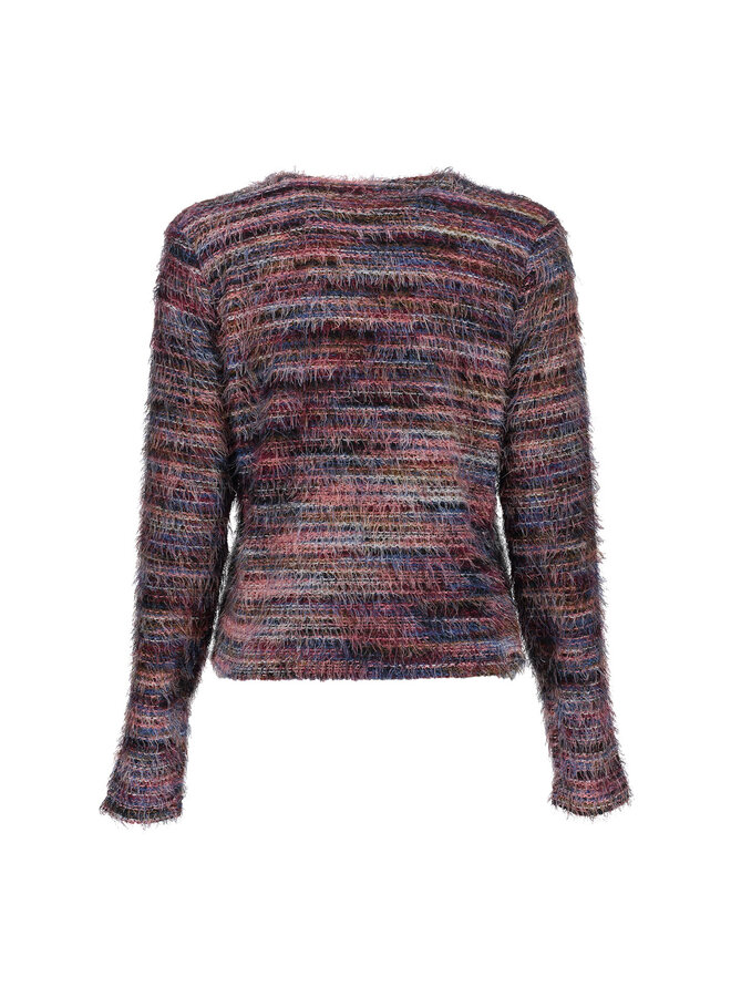 64500-10 480 Geisha Vest stripes hairy burgundy
